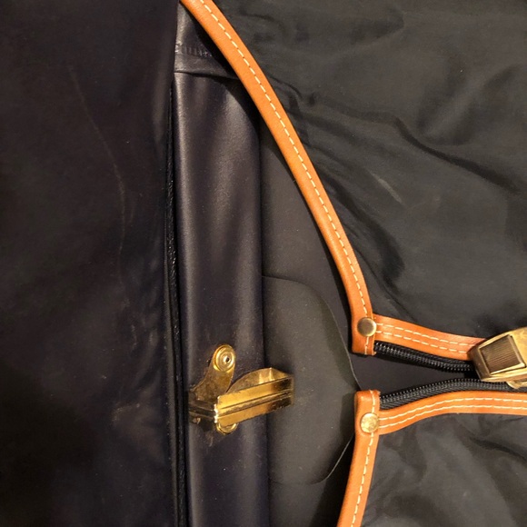 Vintage Royal Cophegan navy with brown trim travel garment hanging bag - Picture 5 of 16